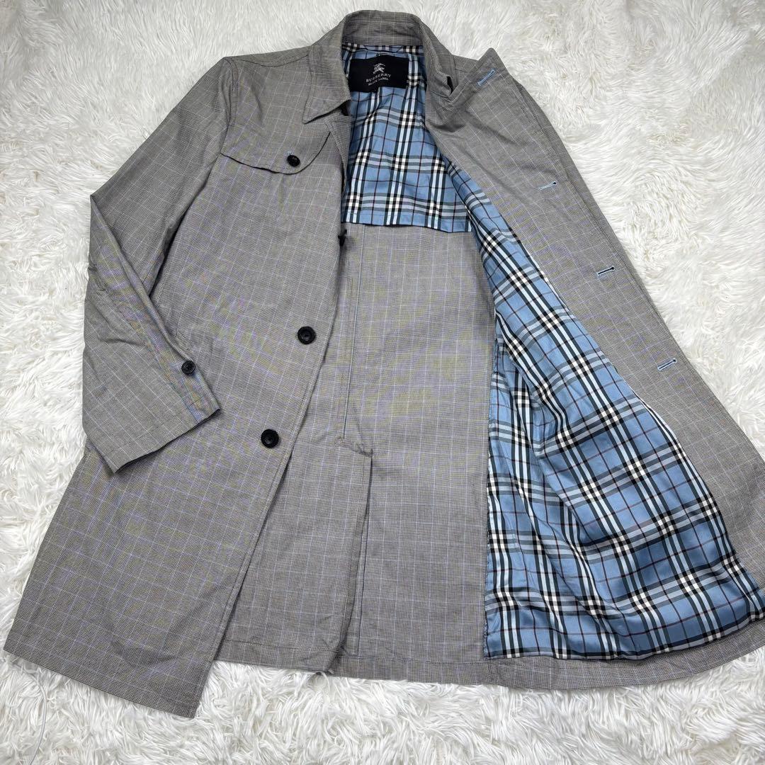 バーバリーブラックレーベル✨ノヴァチェックステンカラーコート グレー Lサイズ