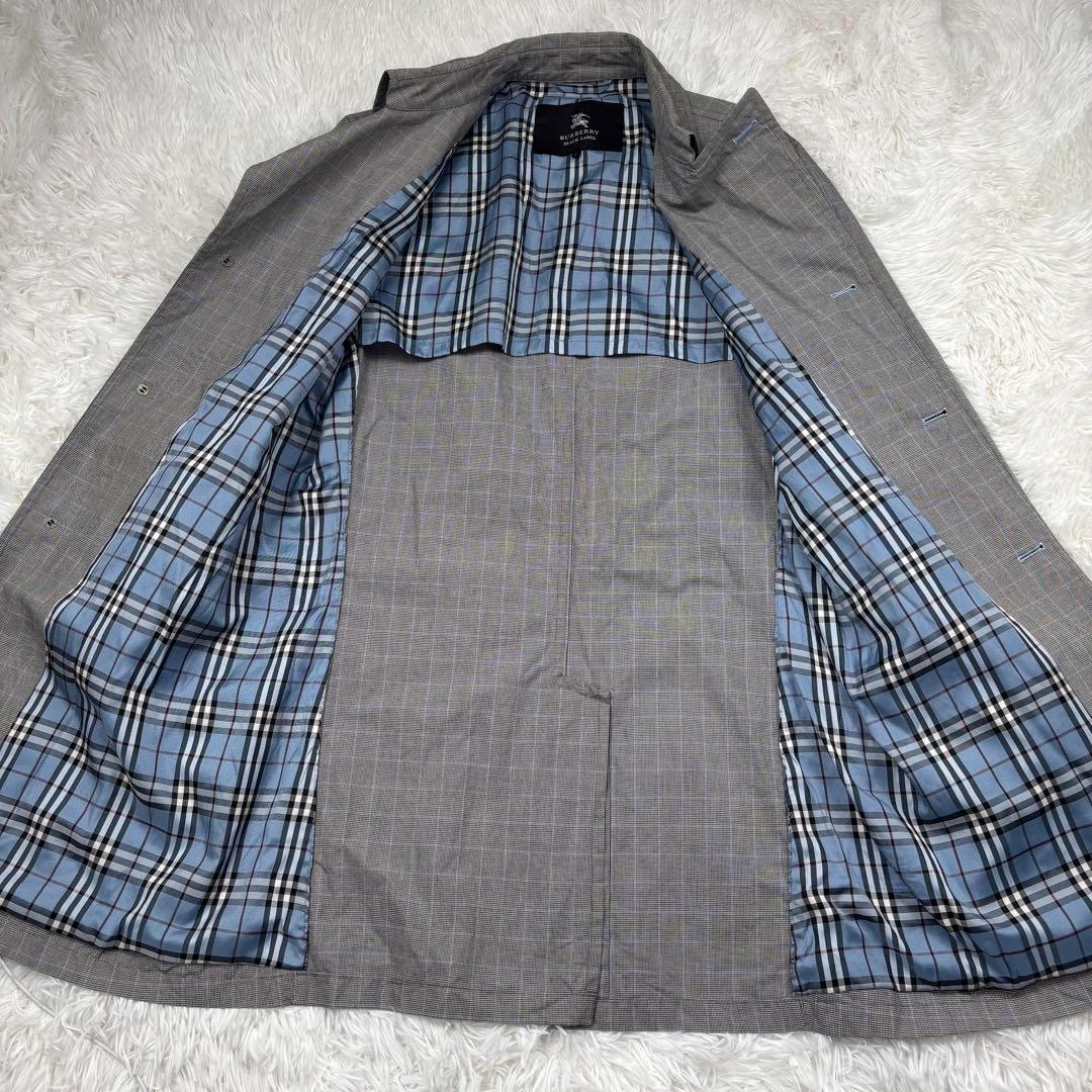 バーバリーブラックレーベル✨ノヴァチェックステンカラーコート グレー Lサイズ