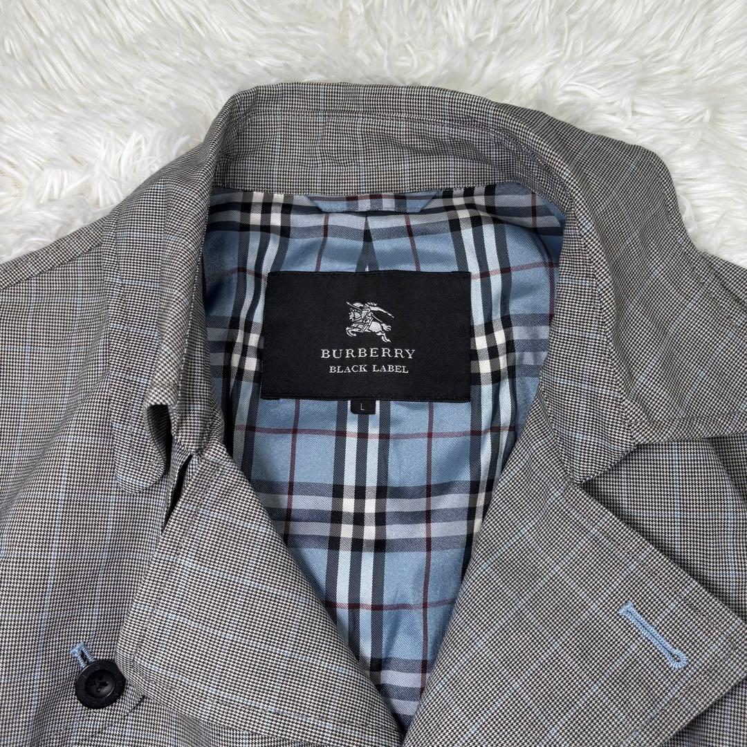 バーバリーブラックレーベル✨ノヴァチェックステンカラーコート グレー Lサイズ