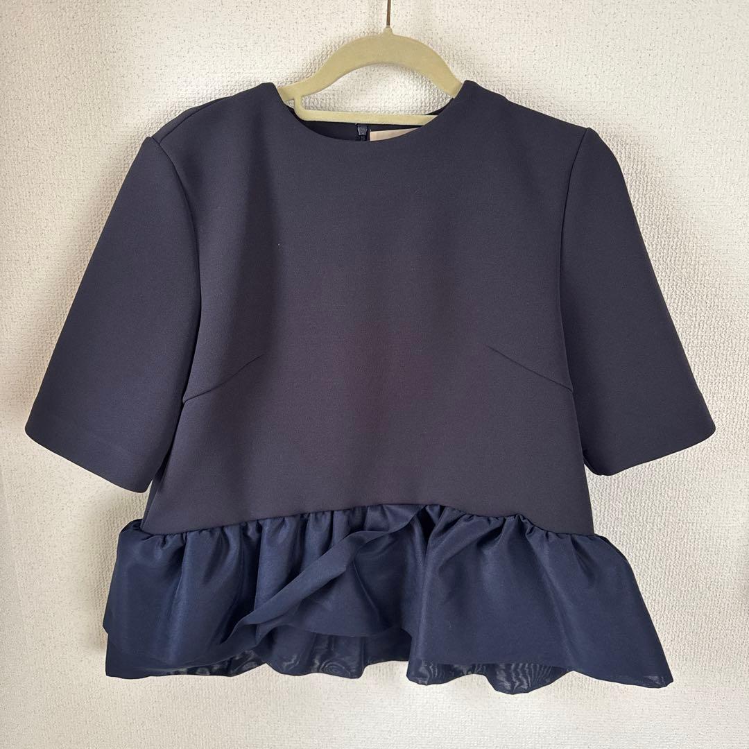 Heve ピオニーペプラムブラウス　ネイビー