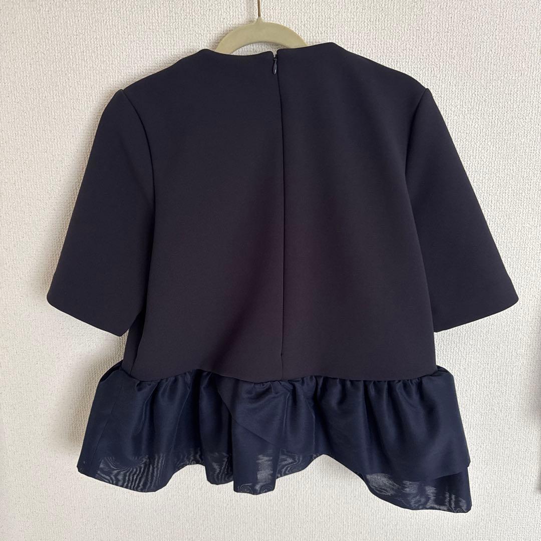 Heve ピオニーペプラムブラウス　ネイビー