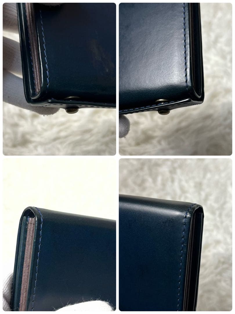 ｍ＋ ミッレフォッリエ IIP25 折り財布 本革 ダークネイビー