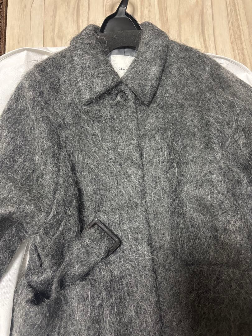 にしCLANE LONG SHAGGY LADY MAXI COATグレー