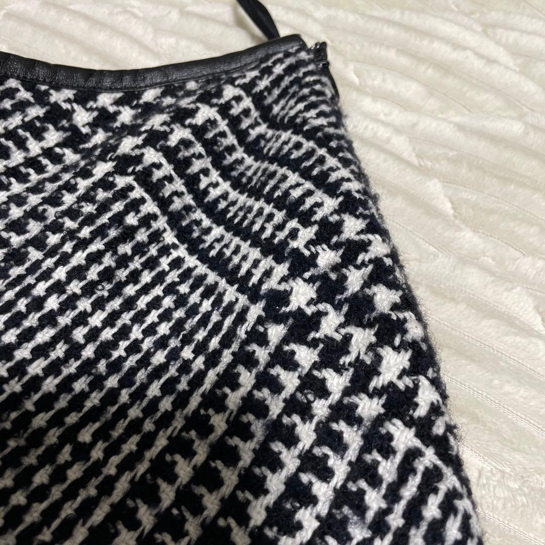 23区　ループヤーン チェック ツイード セミフレアスカート　46サイズ　2XL