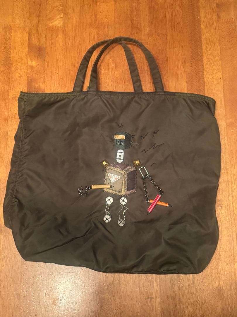 PRADA プラダ ロボット刺繍 ナイロントート 三角ロゴ