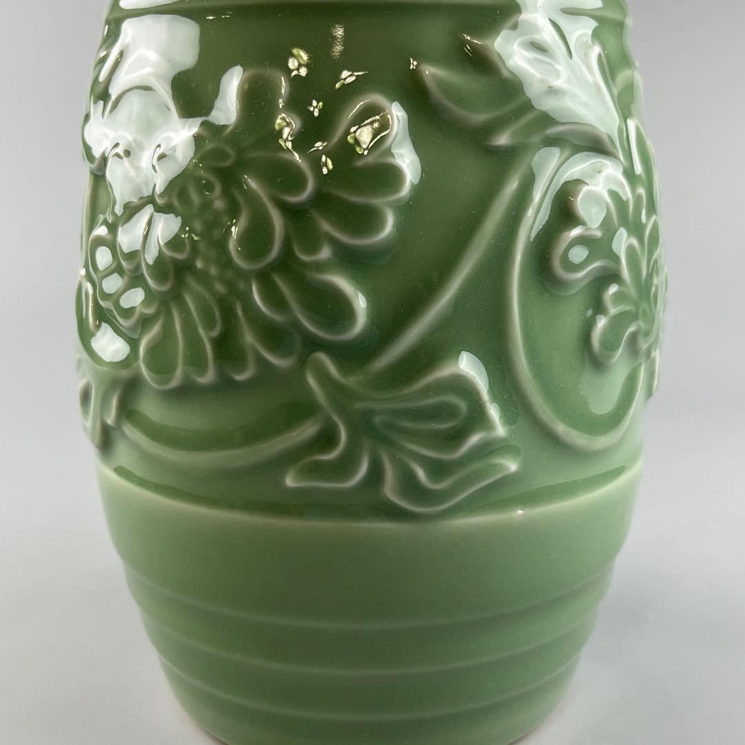 加藤溪山 天龍寺 青瓷 青釉 青磁 陶磁器 古美術 花瓶 壺 共箱