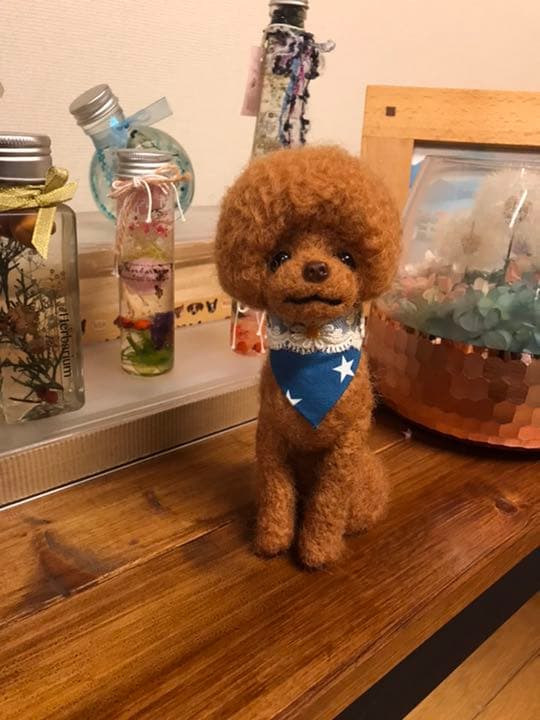 羊毛フェルト　トイプードル(マッシュルームカット)