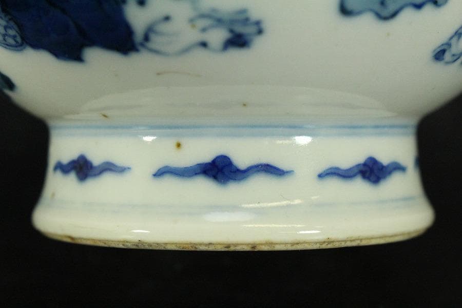 中国美術 青花 人物紋 瓶 高27cm 朗吟閣製 款(HA370)