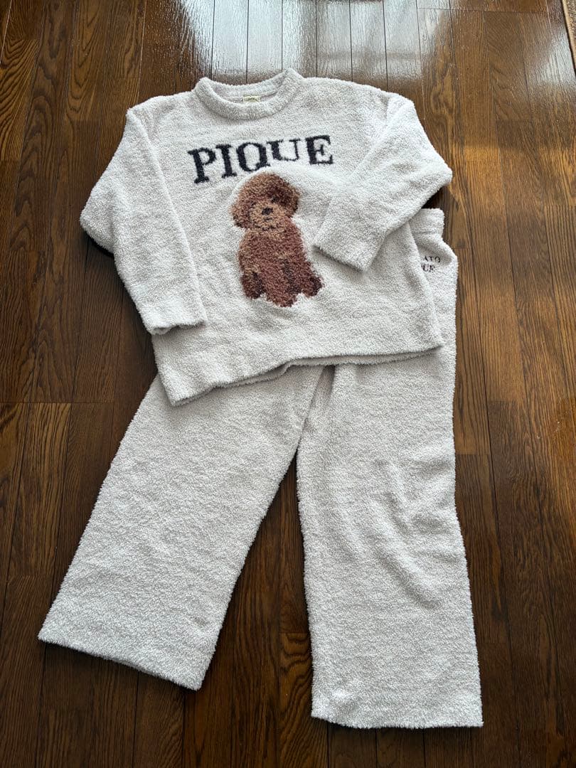 ジェラートピケ　ルームウェア　トイプードル　上下セット　中古品