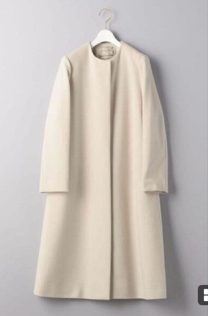 UNITEDALLOWS ロングコート　ノーカラーベルラインコート　ナチュラル