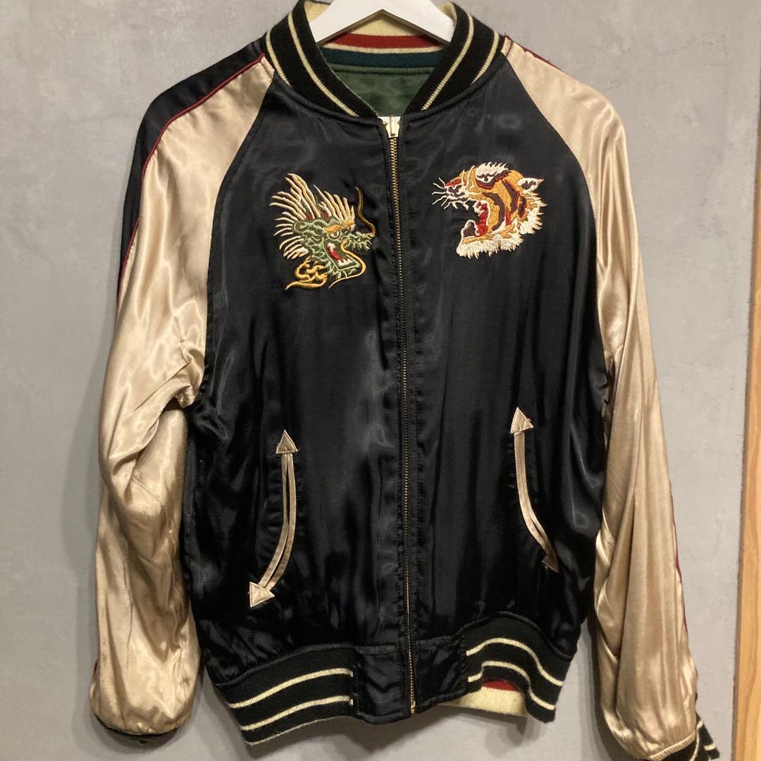 Houston スカジャン 顔虎　沖縄　Okinawa TAUCII 緑　黒