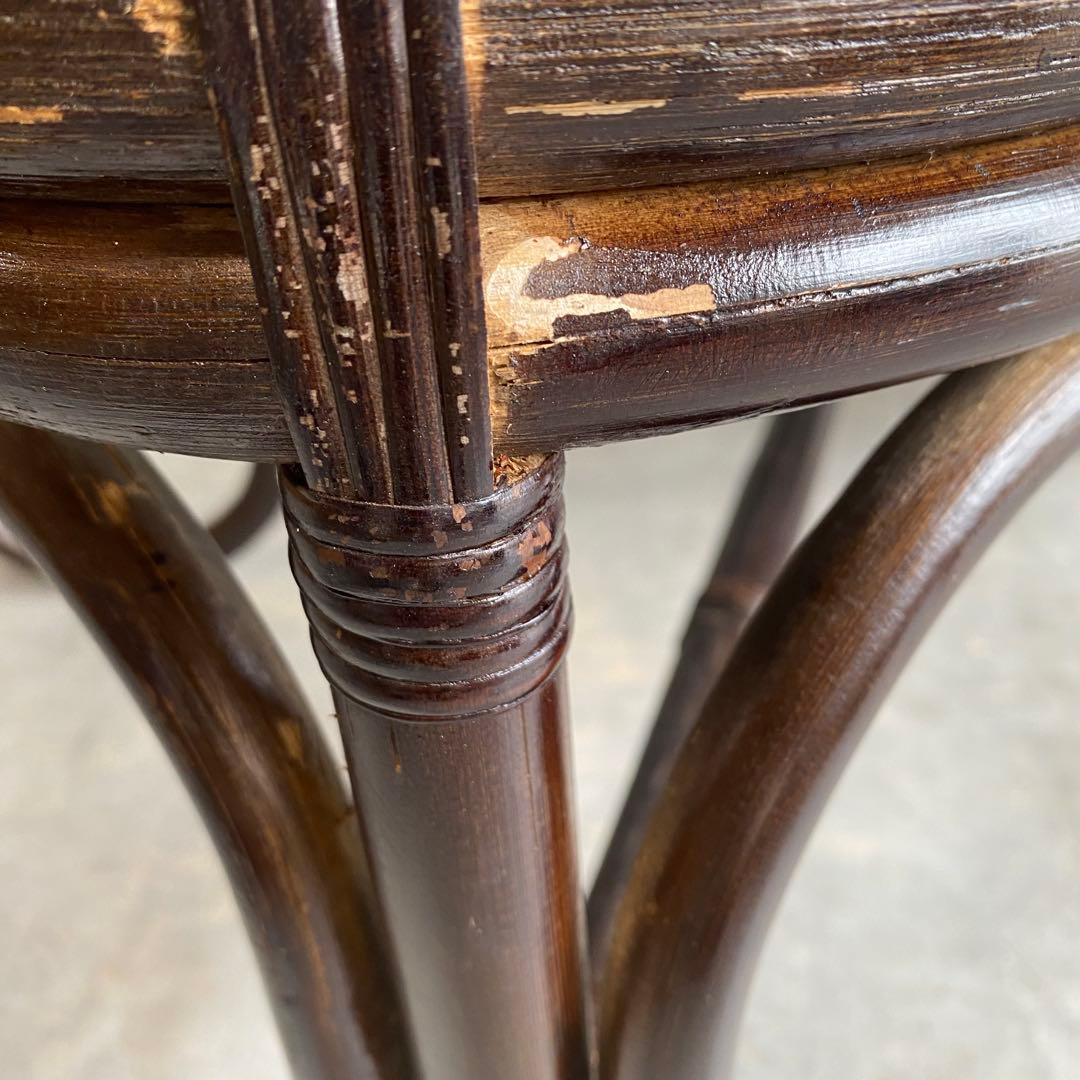 ヴィンテージ ラタン ガラス テーブル 籐 モダン 昭和レトロ z423