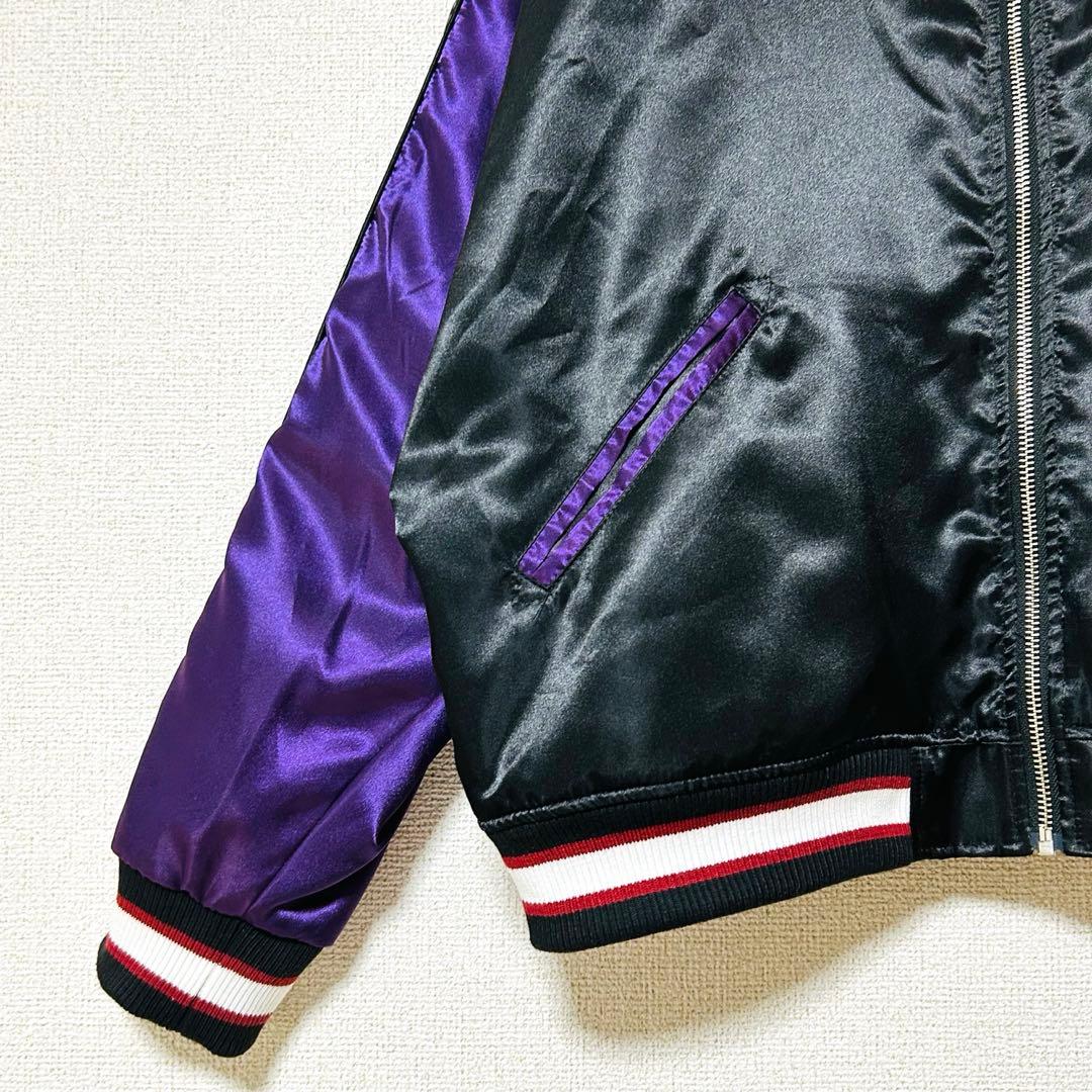 希少 XXL 抜刀娘 スカジャン リバーシブル 背面刺繍 黒 和柄 リブライン