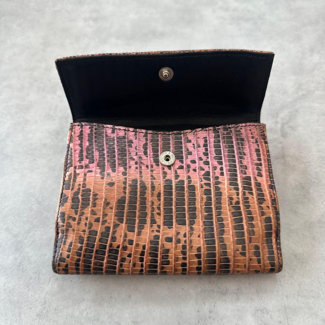 小物 PRADA Triangle Logo Python Bifold Wallet