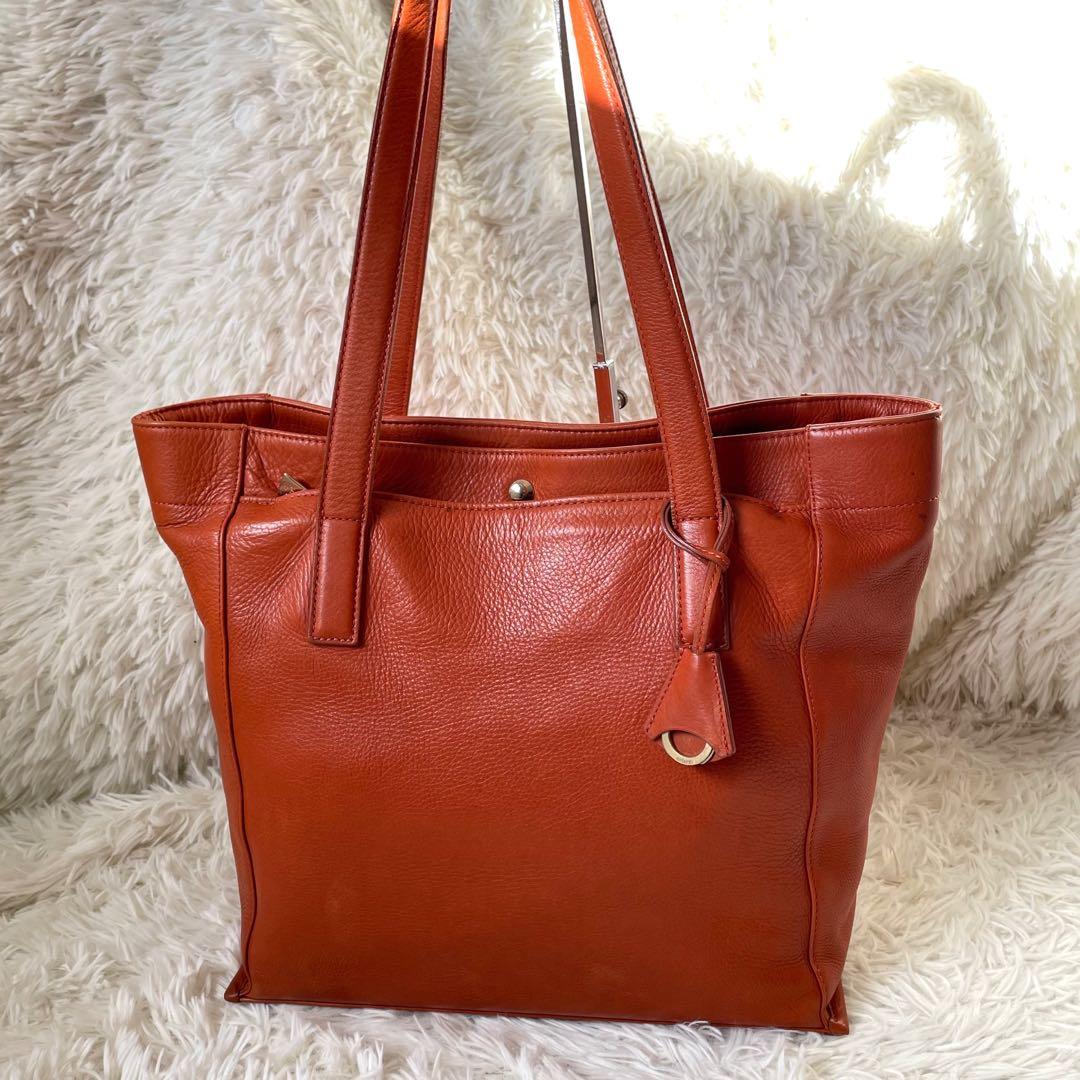 aniaryアニアリ ブラウンレザートートバッグA4収納可能 肩掛け可能