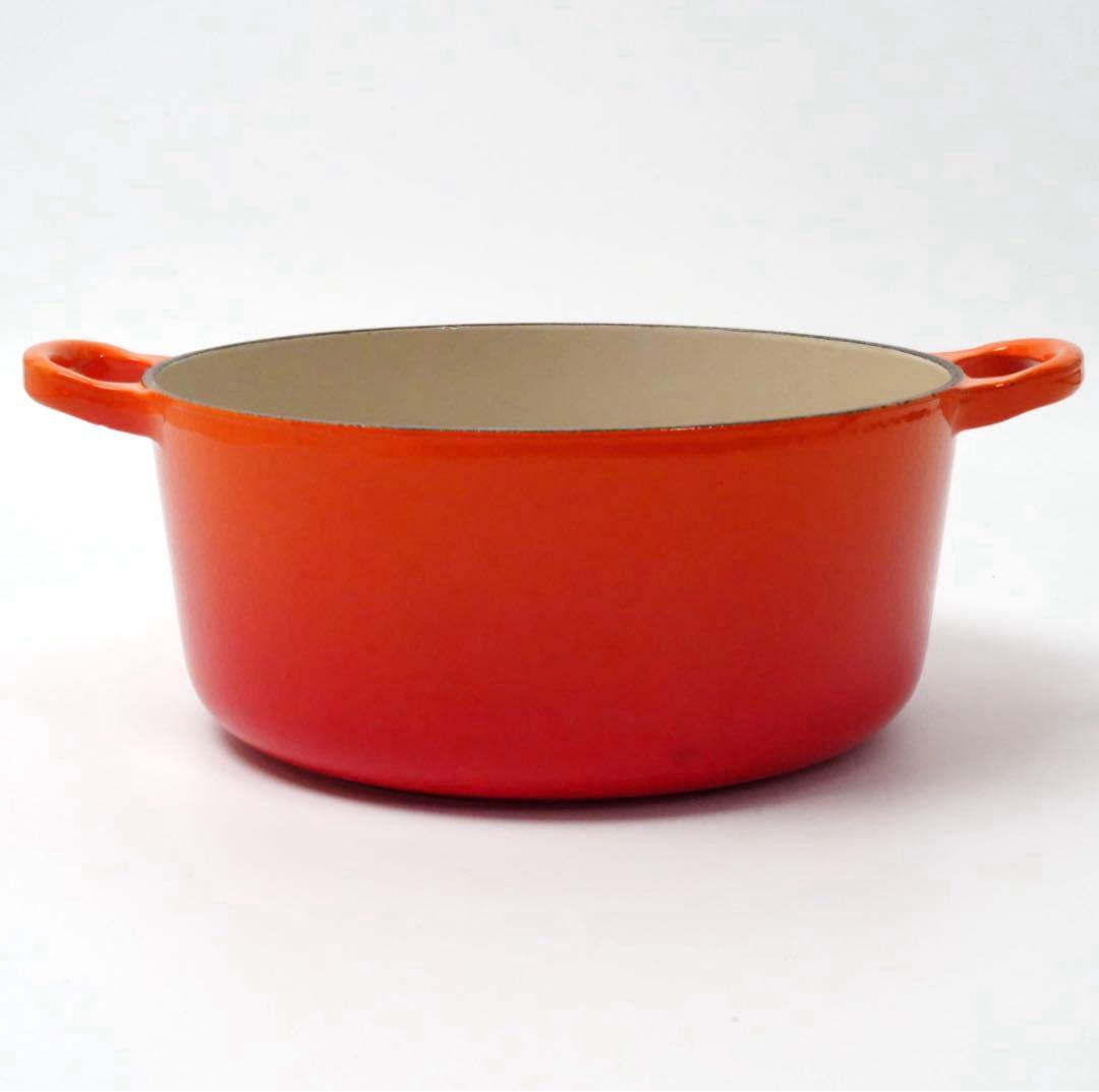 【美品】LE CREUSET　ココット ロンド オレンジ　22cm