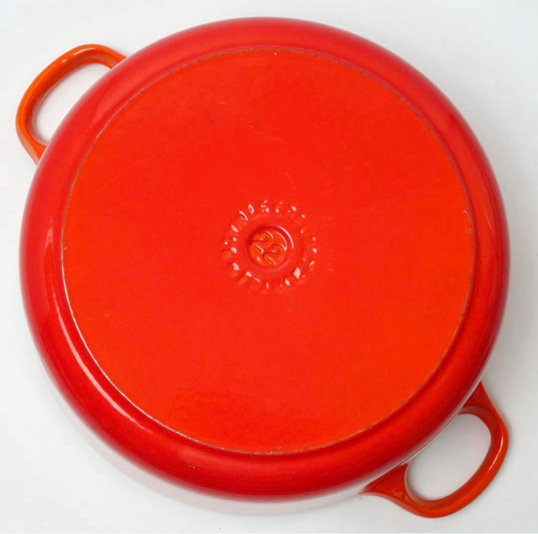 【美品】LE CREUSET　ココット ロンド オレンジ　22cm