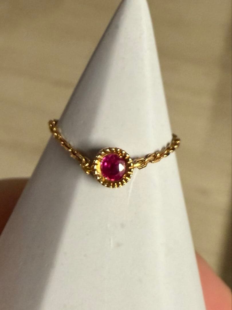 ah oui K18 ルビー チェーンリング ピジョンブラッド