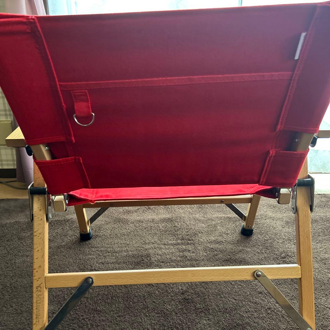 【2脚】ハイランダーHilander　ローチェア　レッド　ウッドフレームチェア