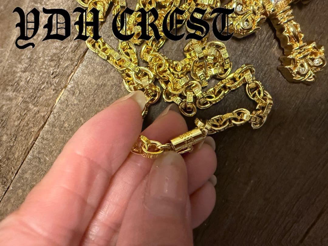 ★CKRGT　22K金メッキS925　チャクラ型クロス＊ストーン　刻印有り