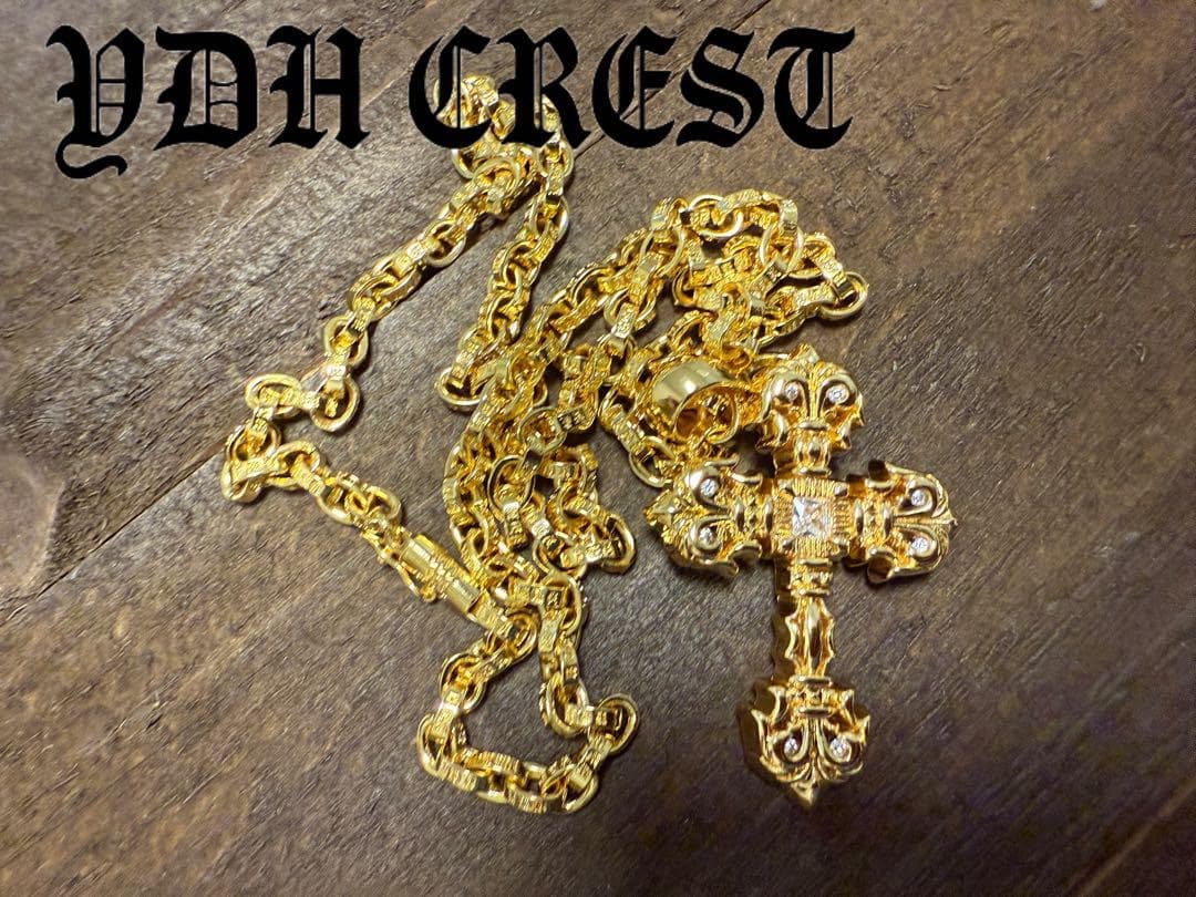 ★CKRGT　22K金メッキS925　チャクラ型クロス＊ストーン　刻印有り