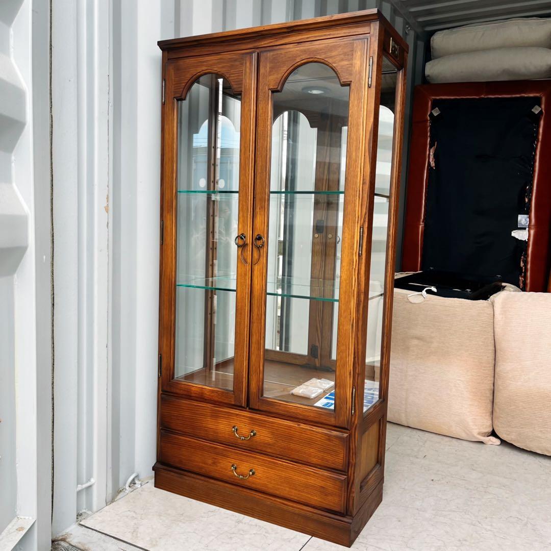 取付無料！カリモク家具 ディズニースタイル 天然木おしゃれアンティーク食器棚