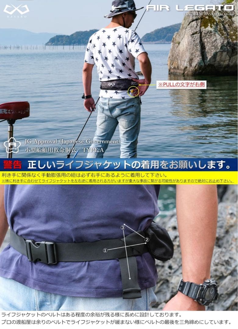 新品 桜マーク ライフジャケット手動膨脹式 ボンベ付き 型式承認品 レッド