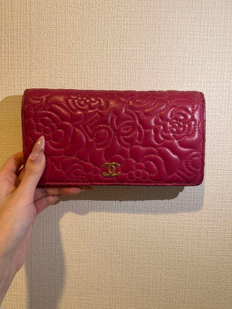CHANEL 【正規品】二つ折り財布 ピンク 花柄