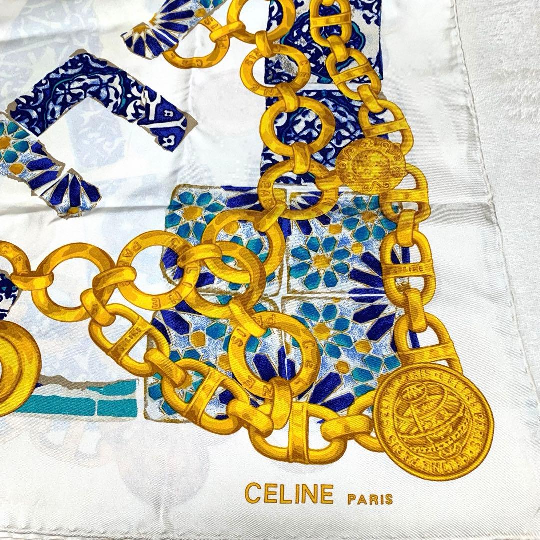 【美品】セリーヌ　CELINE　大判　スカーフ　パリ　シルク　100