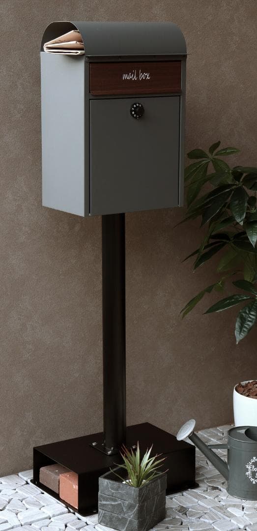 MJ PT GD　スタンドポスト　郵便ポスト　グレー