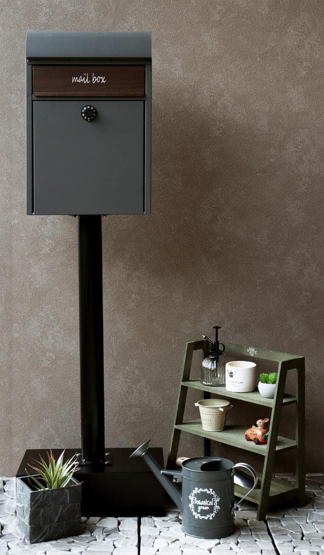 MJ PT GD　スタンドポスト　郵便ポスト　グレー