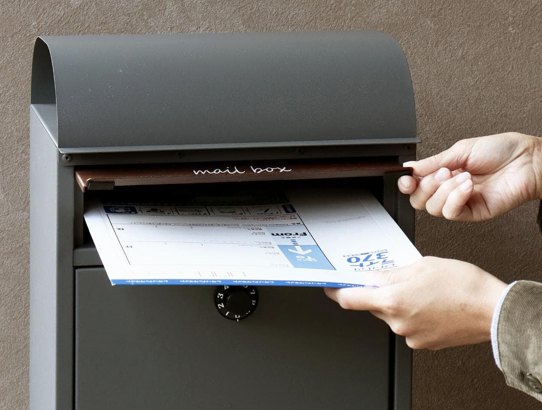 MJ PT GD　スタンドポスト　郵便ポスト　グレー