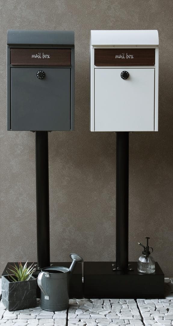 MJ PT GD　スタンドポスト　郵便ポスト　グレー