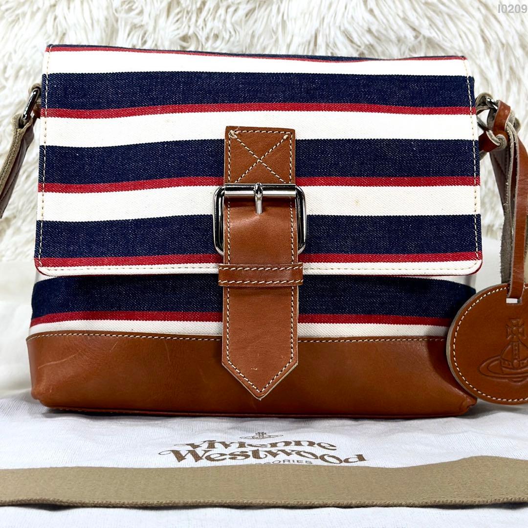 【美品】ヴィヴィアンウエストウッド ショルダーバッグ レザー キャンバス オーブ