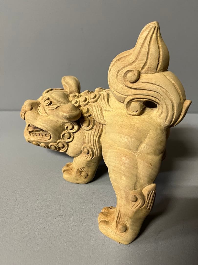 木彫り　獅子像　１対　35