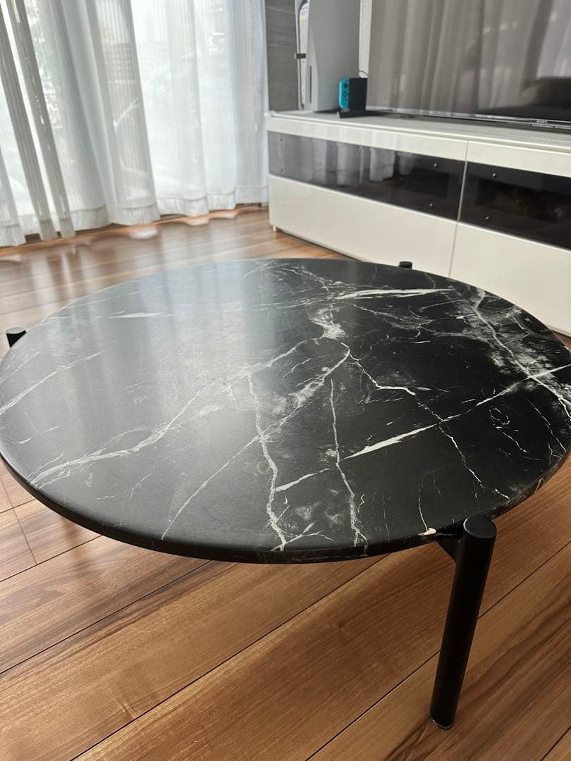 【セール】大理石柄デザインの丸型センターテーブル