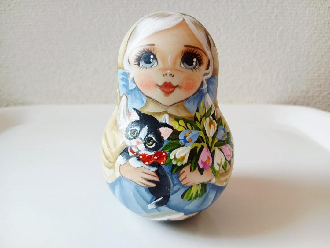 【CBT122】9cm級 おきあがりこぼし(大) スベトラーナ　黒猫ちゃん