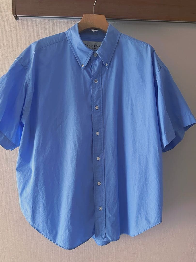 Shinzone HALF SLEEVE DADDY SHIRT ブルーシャツ