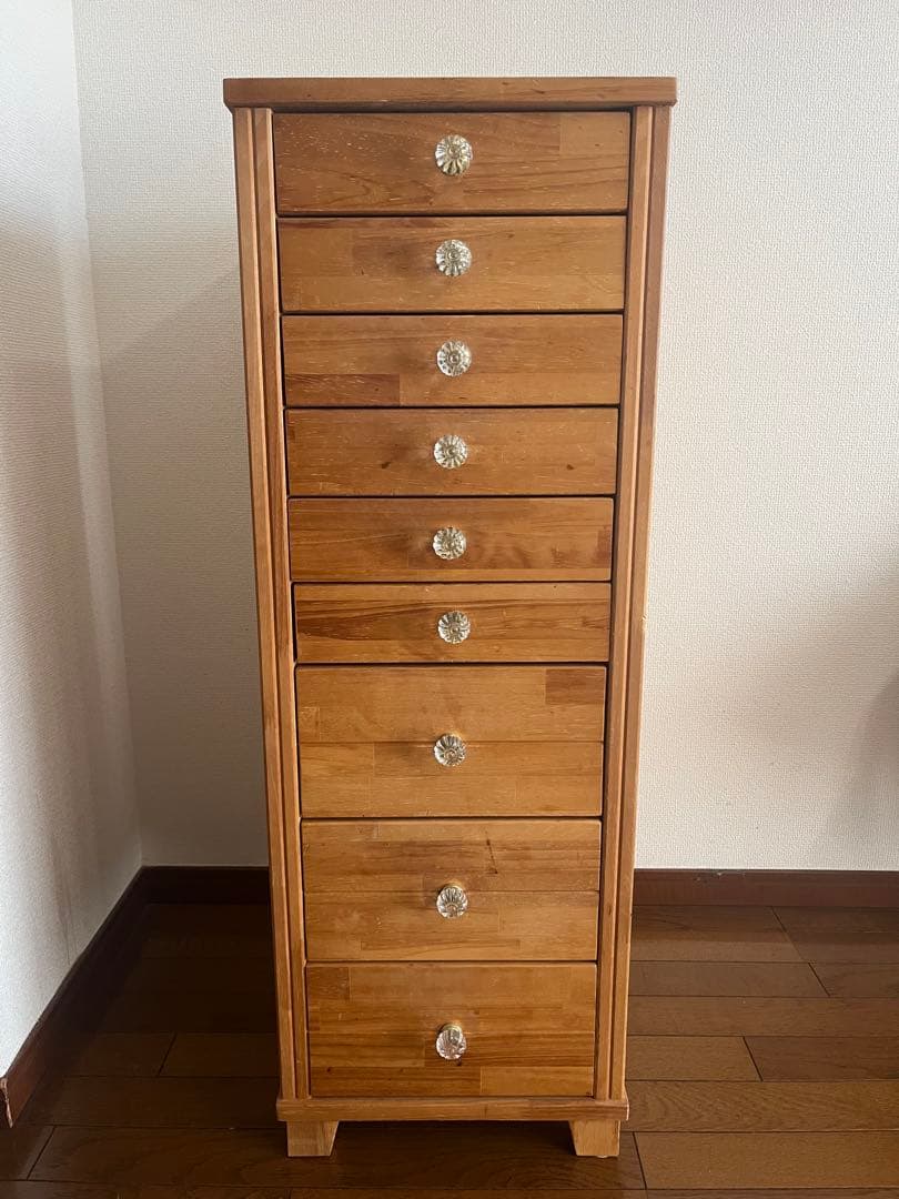 ナチュラルウッド 9段引き出し チェスト