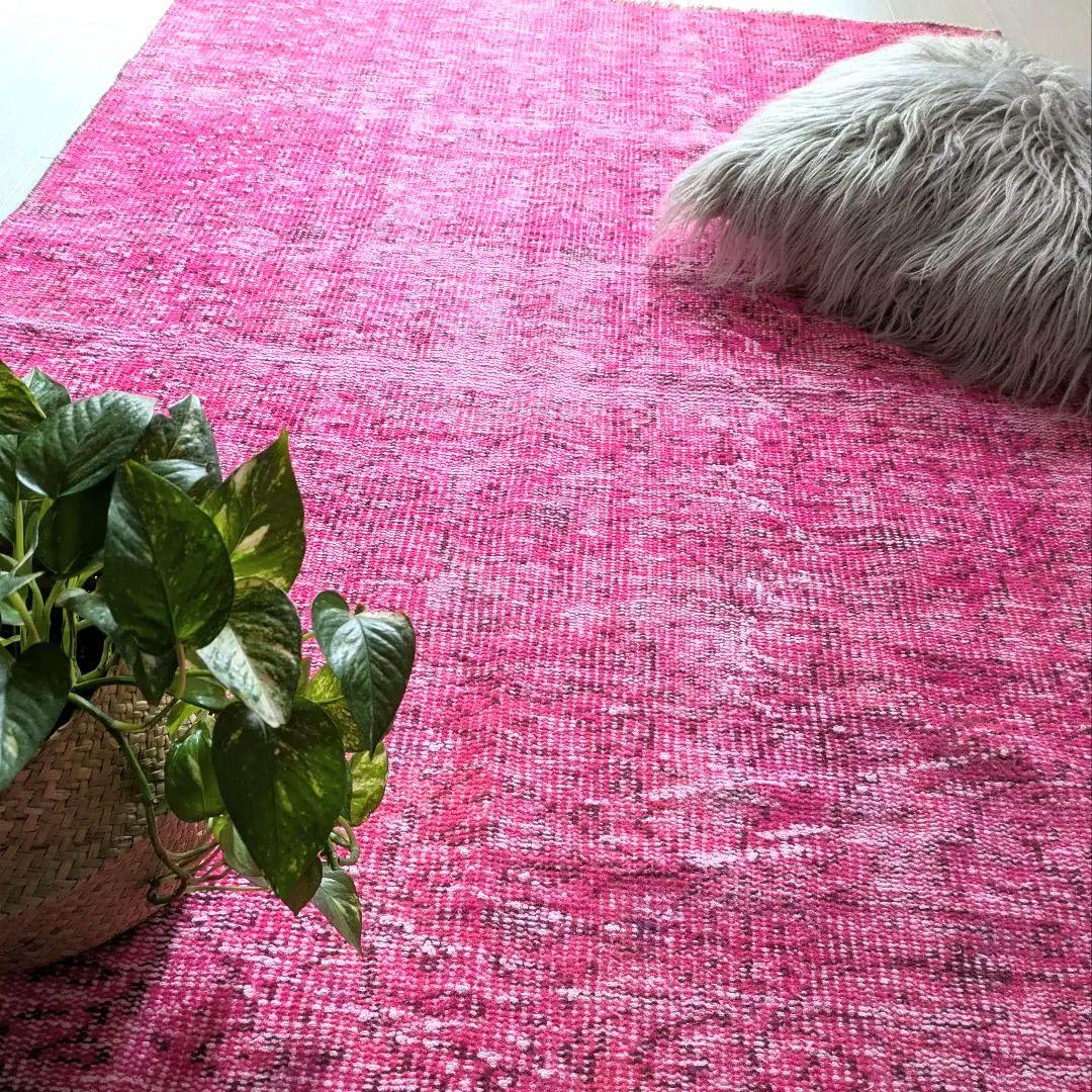 116×184 オーバーダイピンク　トルコヴィンテージラグ