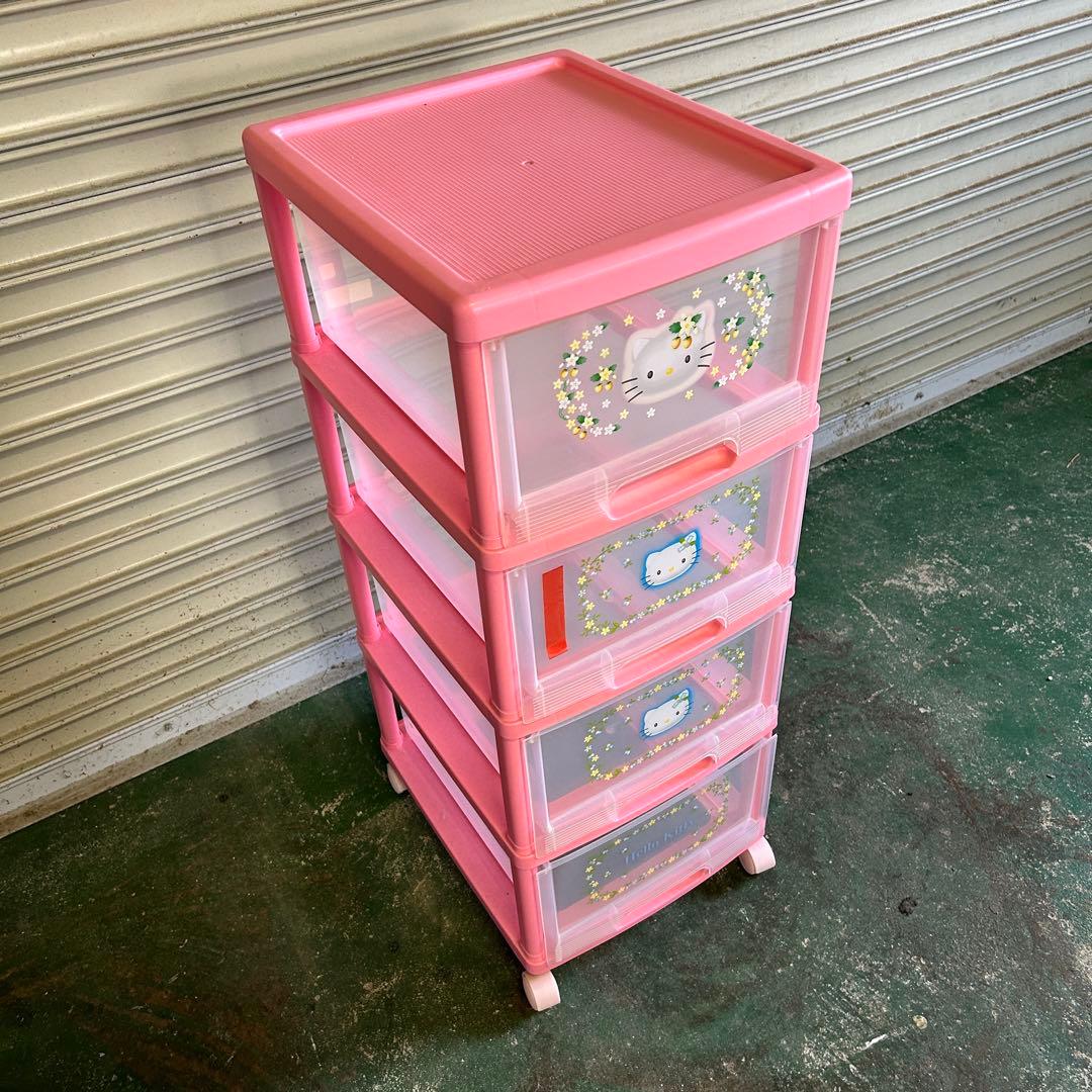 CA23★キティ★ 衣装ケース 4段 キャスター付 収納 レトロ 希少 2