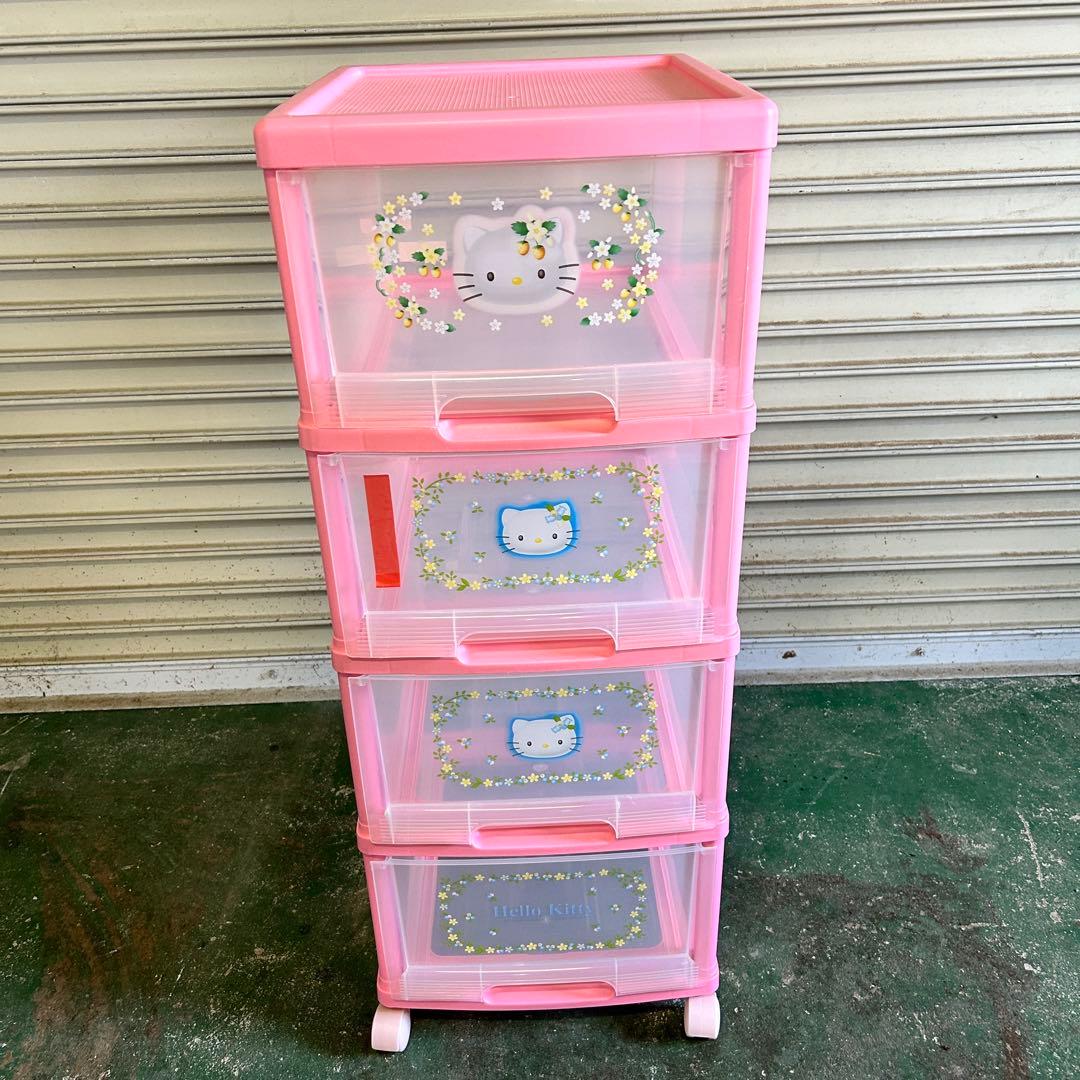CA23★キティ★ 衣装ケース 4段 キャスター付 収納 レトロ 希少 2