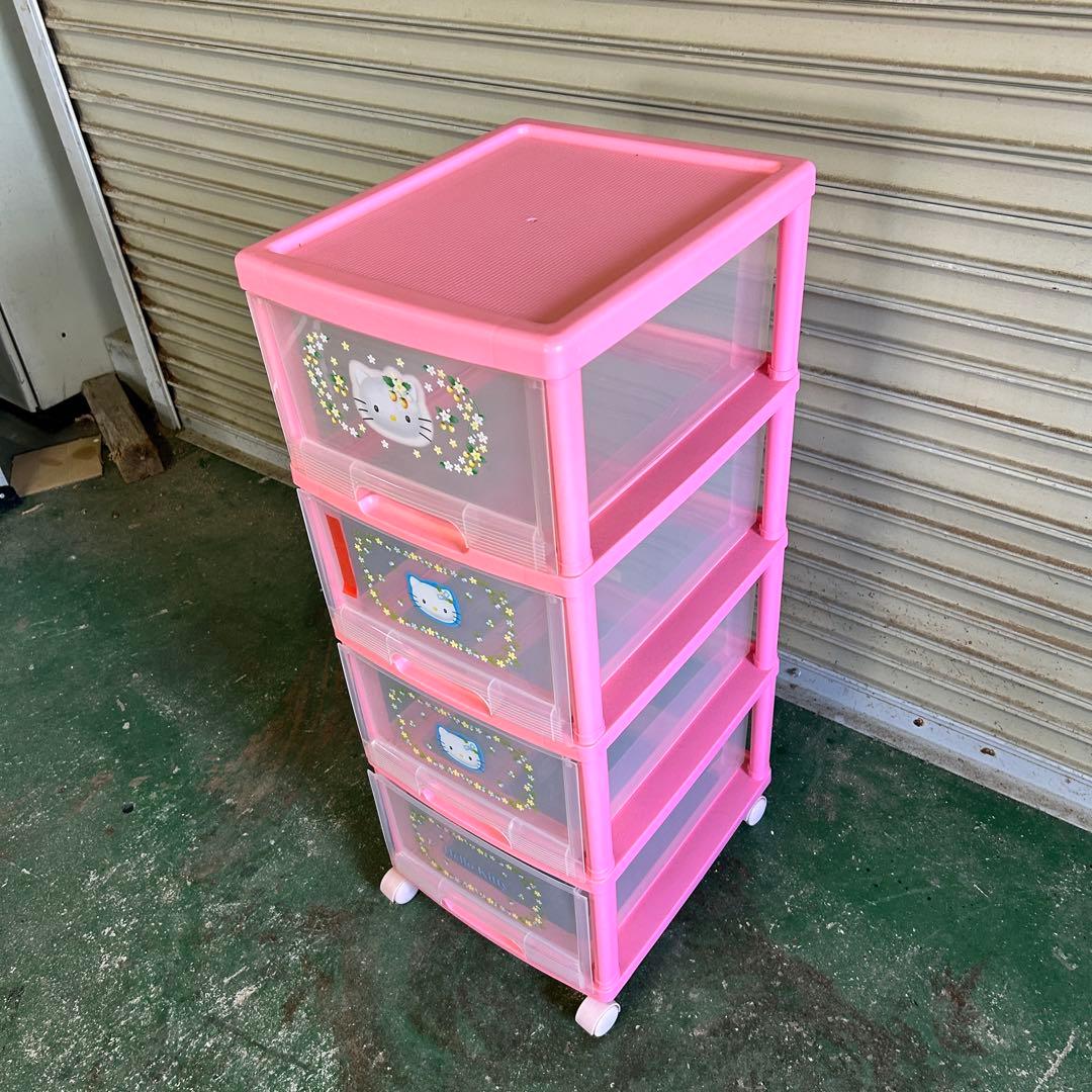 CA23★キティ★ 衣装ケース 4段 キャスター付 収納 レトロ 希少 2