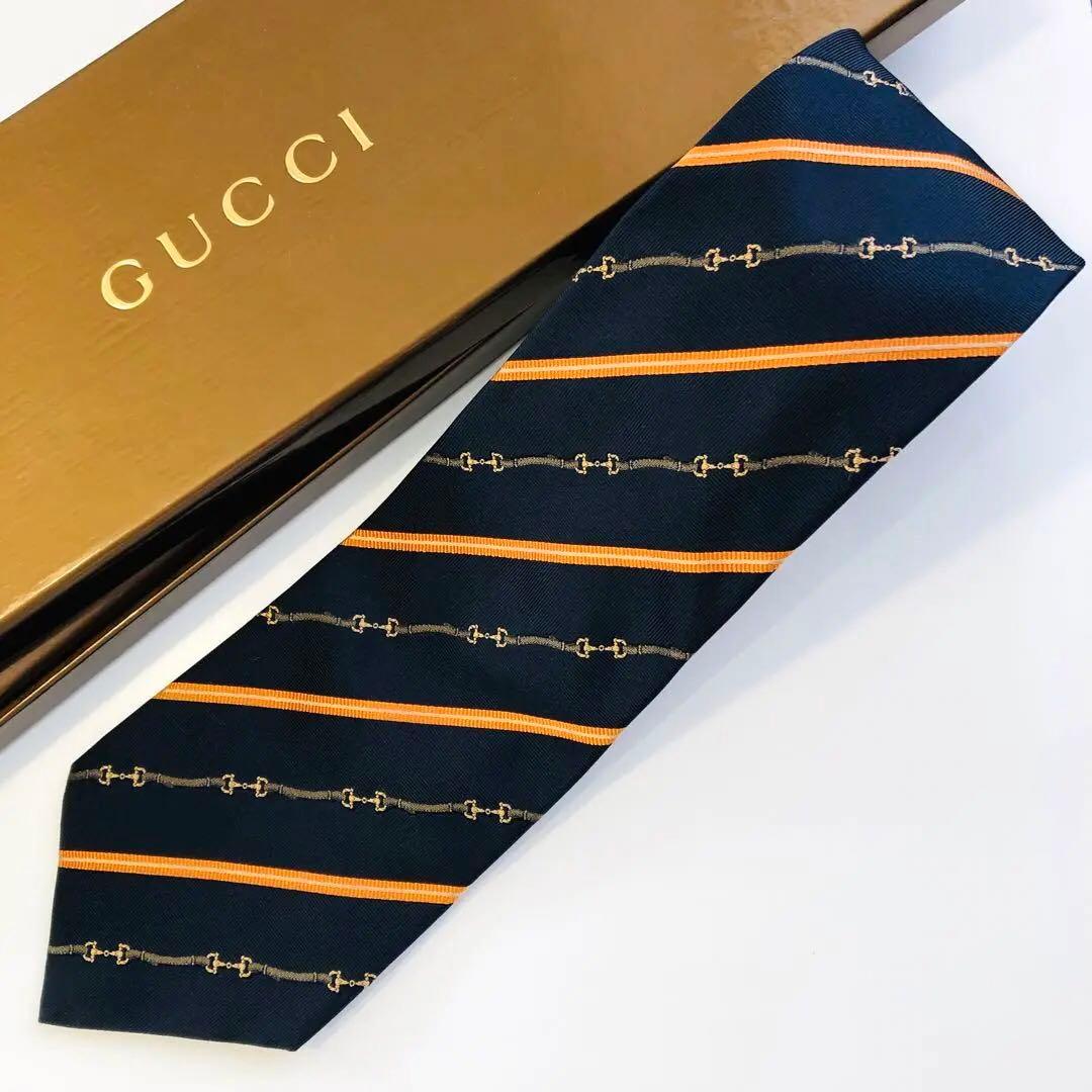 GUCCI ネクタイ ストライプ柄 ブラック