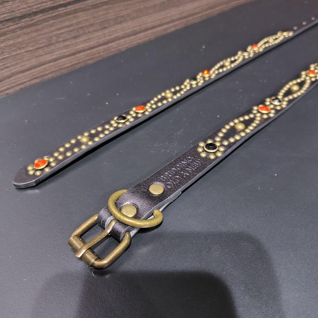 クロス橙■本革レザーフルスタッズナローベルト☆ヴィンテージアメカジビンテージ古着