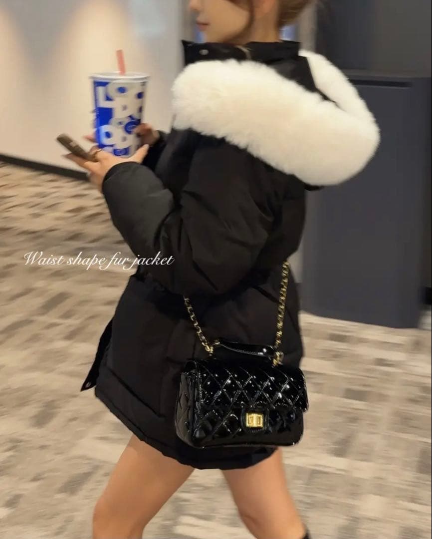 GIENGE ジーアング Waist shape fur jacket