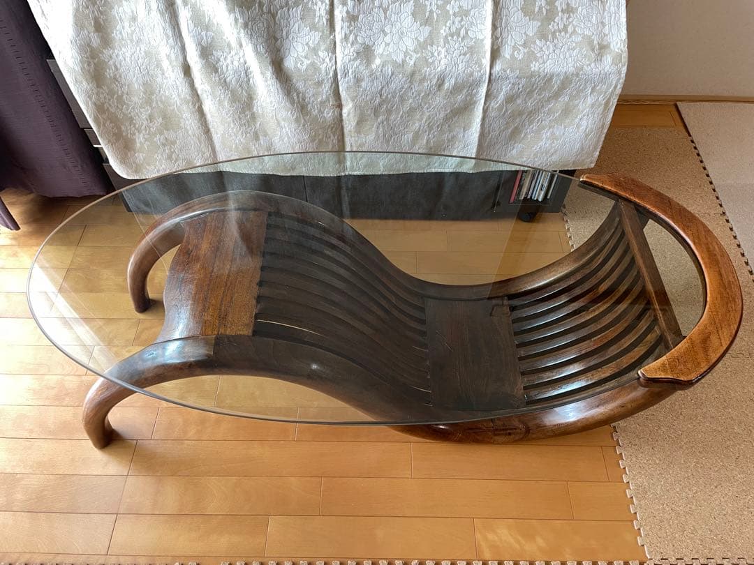 センターテーブル　木製　ガラス