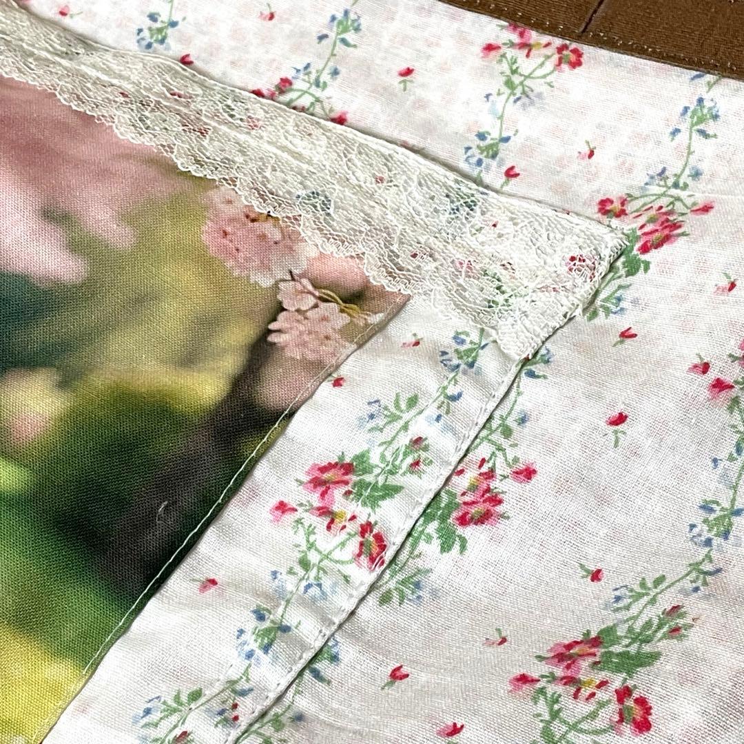 桜の散歩道ポメラニアン♡レースが彩る清楚なお花のコンビニエコバッグ