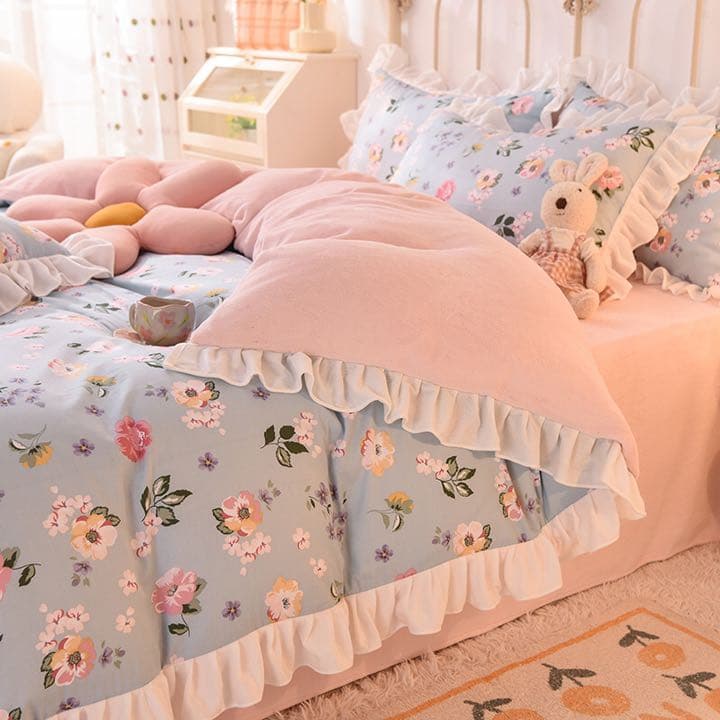 新作 寝具4点セット 秋冬暖かいカバーセット 花柄 可愛い 掛け布団カバーセット