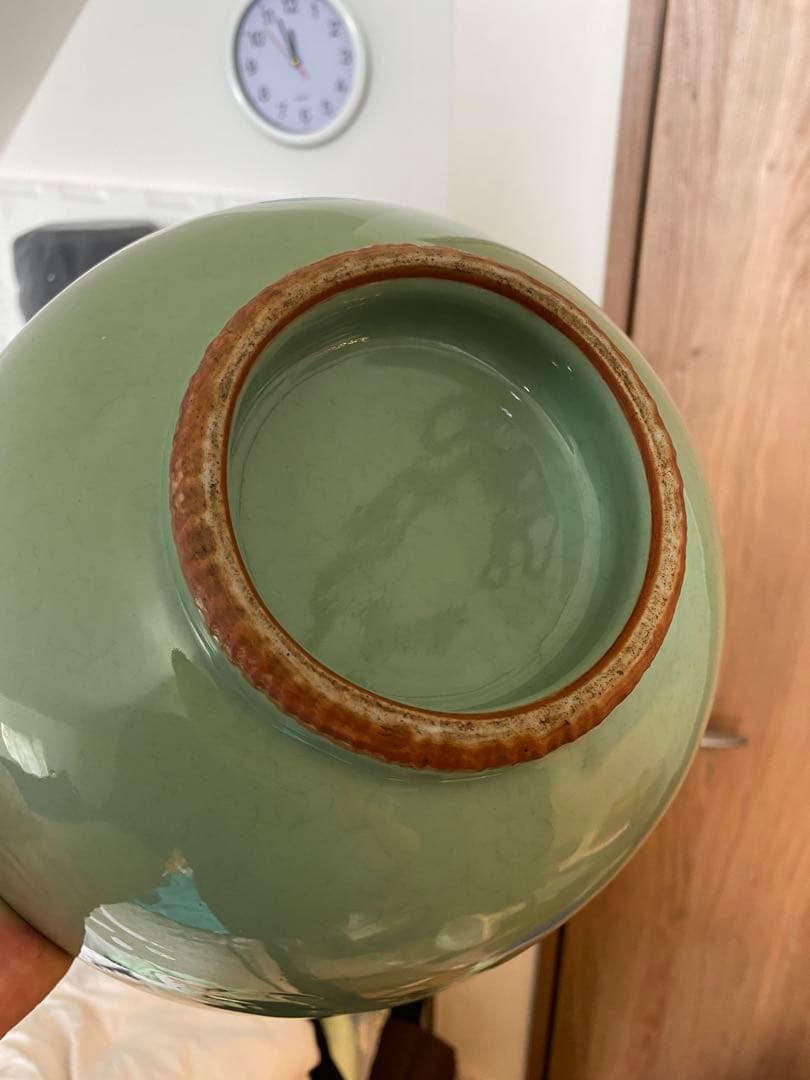 中国明時代龍泉窑深大碗箱付きサイズ高さ約13.5cm径24.5cm